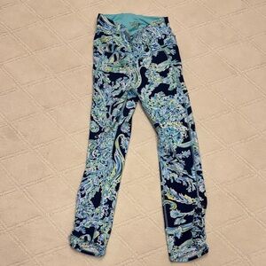 Lilly Pulitzer Luxletic Navy Blue & Aqua Printed Leggings
